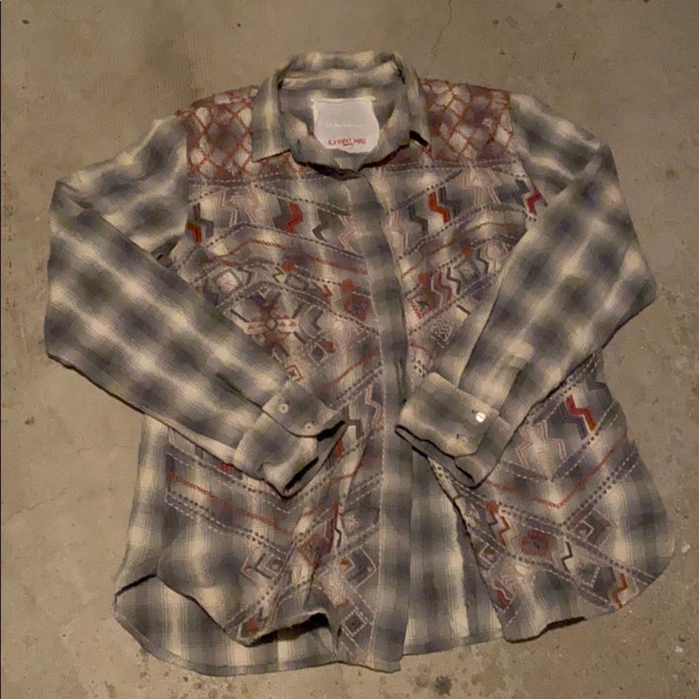 3J Johnny Was Embroidered Flannel